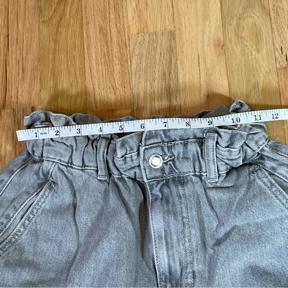 Zara Baggy Fit Paper Bag Carrot Leg Ankle Jeans Gathered Waist Gray Womens Sz 2 - Picture 8 of 10